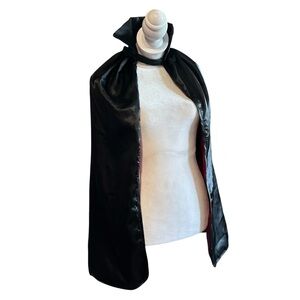 Black Satin Cape with Red Lining